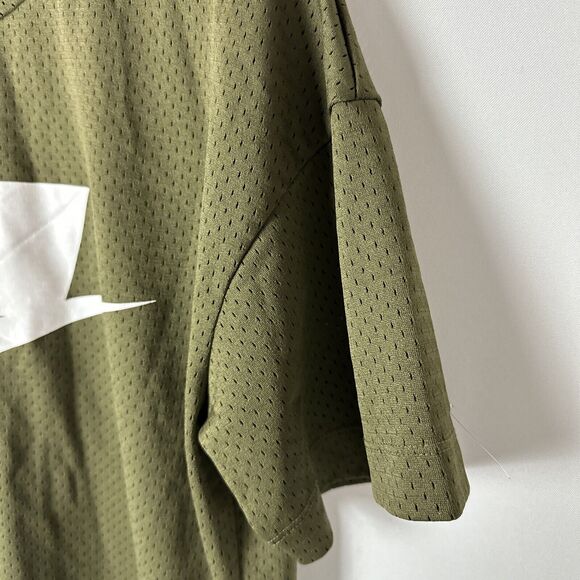 Nike NSW Mens Size Medium Army Green Logo Mesh Short Sleeve Shirt 928627-395 - Picture 3 of 12